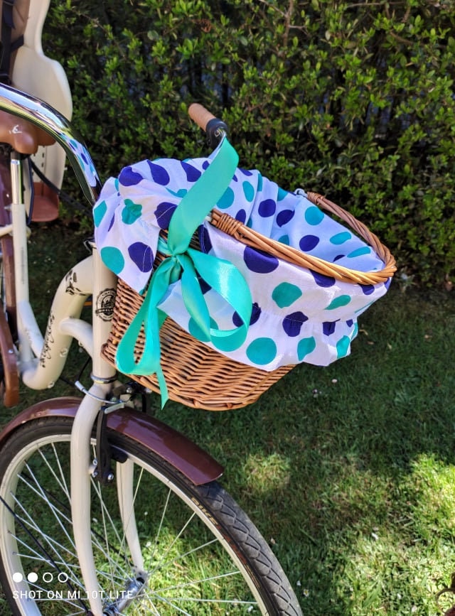 Multicoloured navy and Mint Green Dots Front Bike Basket Liner Insert Cruiser Electra Retro Etsy Canada
