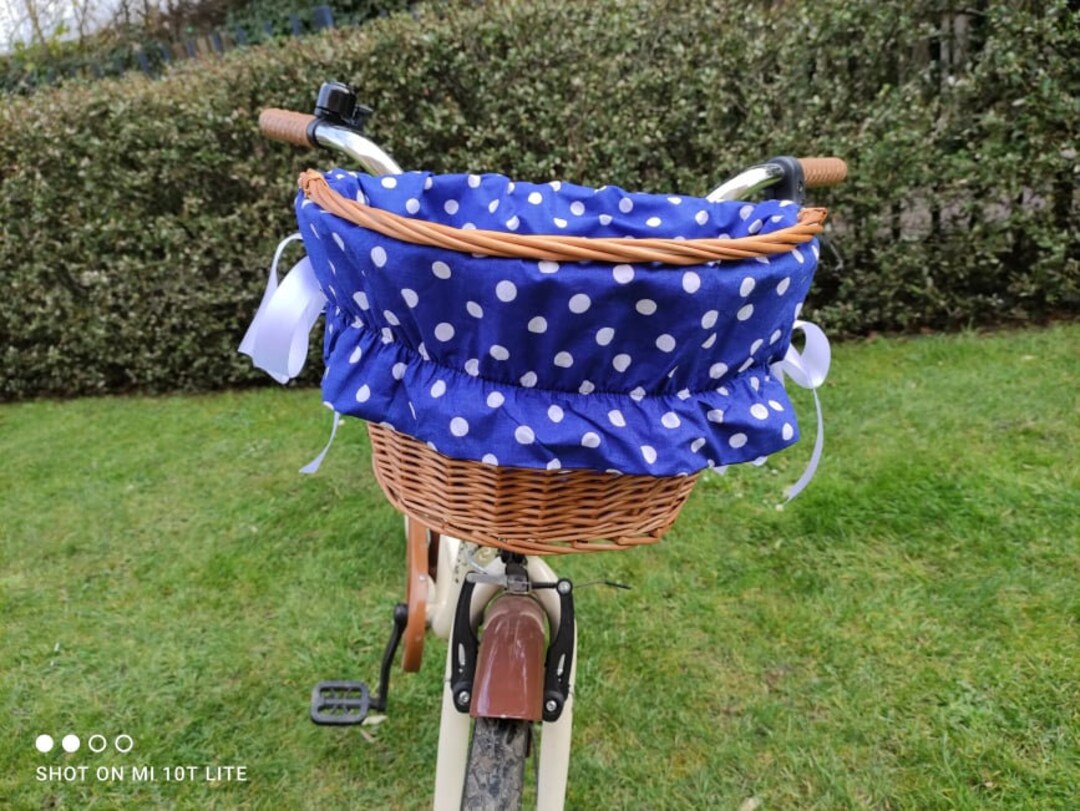 Navy Blue Polka Dot Bike Basket Liner Insert Etsy