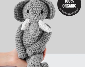 100% biologisch katoenen olifant - amigurumi knuffeldier polyester vrij