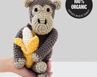 100% biologisch katoenen aap - amigurumi-knuffel chimpansee
