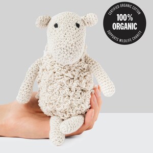 100% biologisch katoenen babyschaap - knuffeldier milieuvriendelijk speelgoed Geen synthetische materialen afbeelding 1