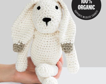 100% biologisch katoenen konijn - knuffel sneeuwkonijn wit konijn Milieuvriendelijk Duurzaam