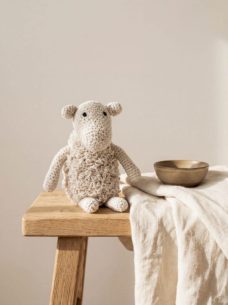 100% biologisch katoenen babyschaap - knuffeldier milieuvriendelijk speelgoed Geen synthetische materialen afbeelding 2
