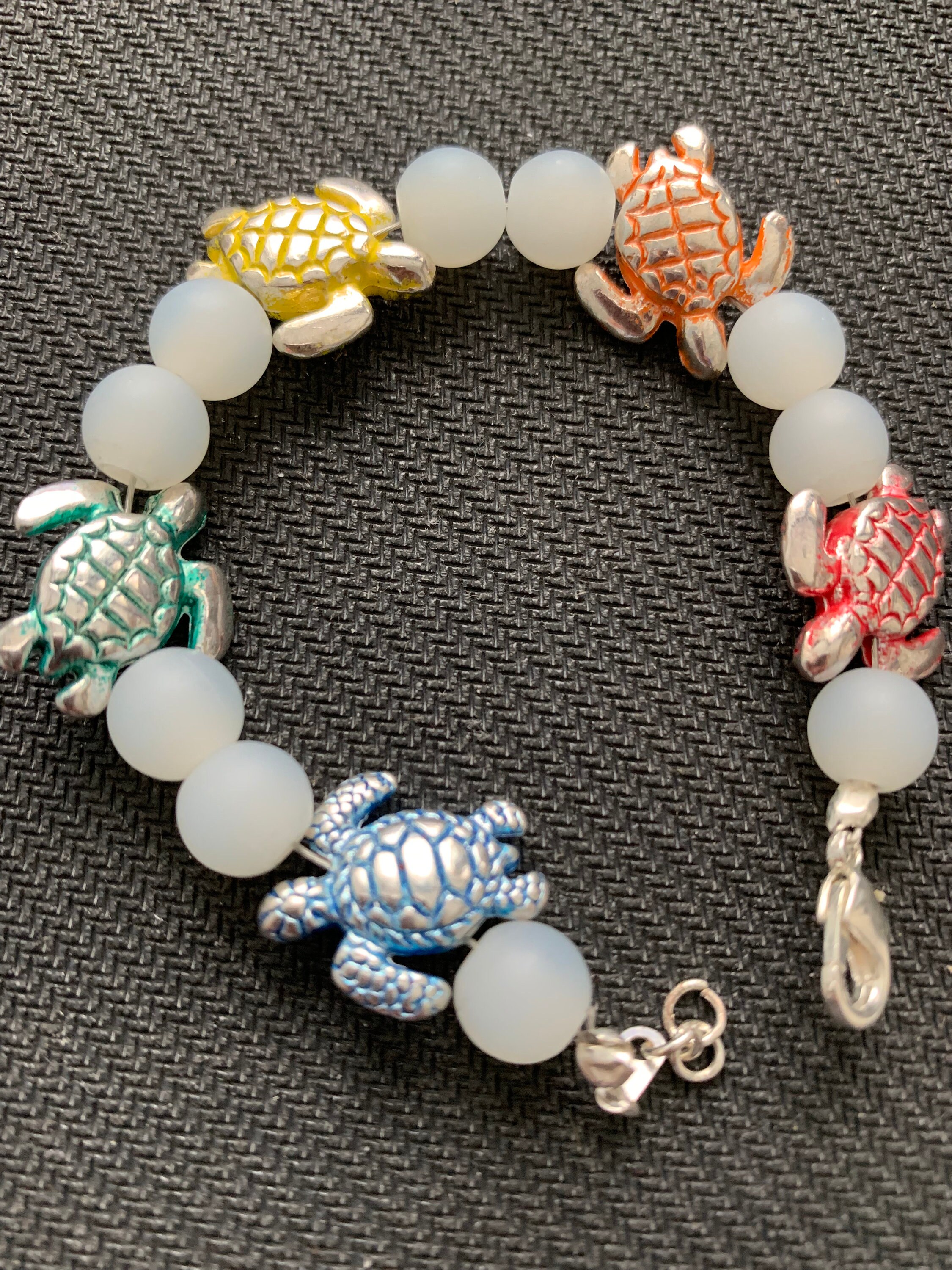 Rainbow Turtles Beaded Bracelet 6.5 Inch With Hook Metal Etsy Norway