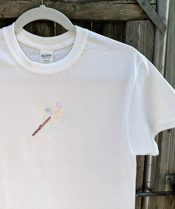 Magic Wand Hand Embroidered T-shirt | Etsy