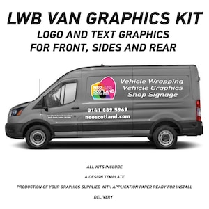 VAN09 Lwb Van Graphics Kit Sign Writing Vehicle lettering Livery signs Logo and Text