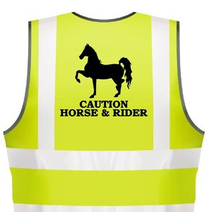 Custom Adults Hi-Viz printed caution horse & rider safety wear for horse riding NEO00953