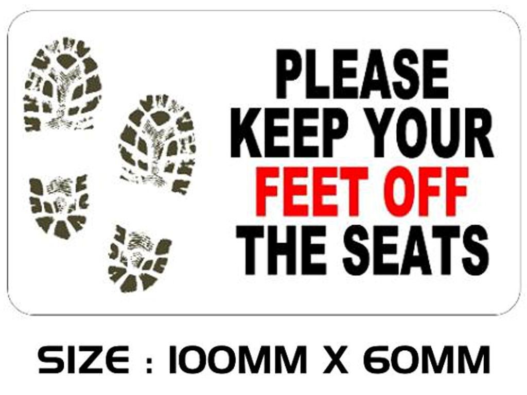 TAXI04 Please Keep Your Feet Sticker X3 Printed Vinyl Label Taxi Cab