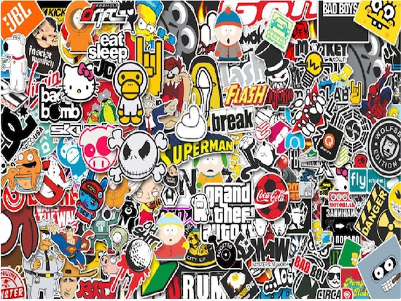 3x A4 Sticker Bomb Sheets - JDM, Euro, Drift, VW Theme - For Laptop, Van, IPad
