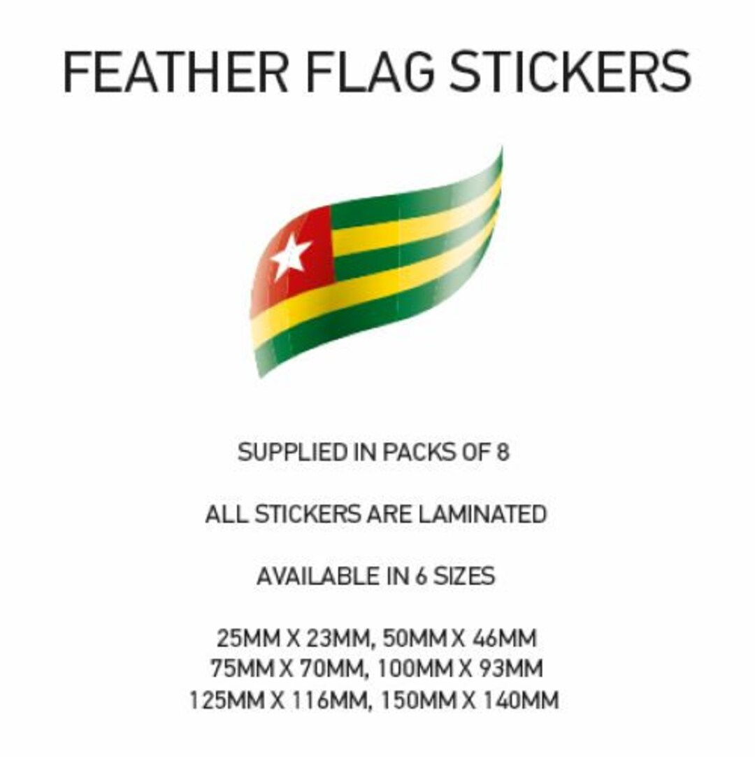 FF167 Glossy Vinyl Stickers TOGO Feather Flag X8 Sticker Bike Etsy
