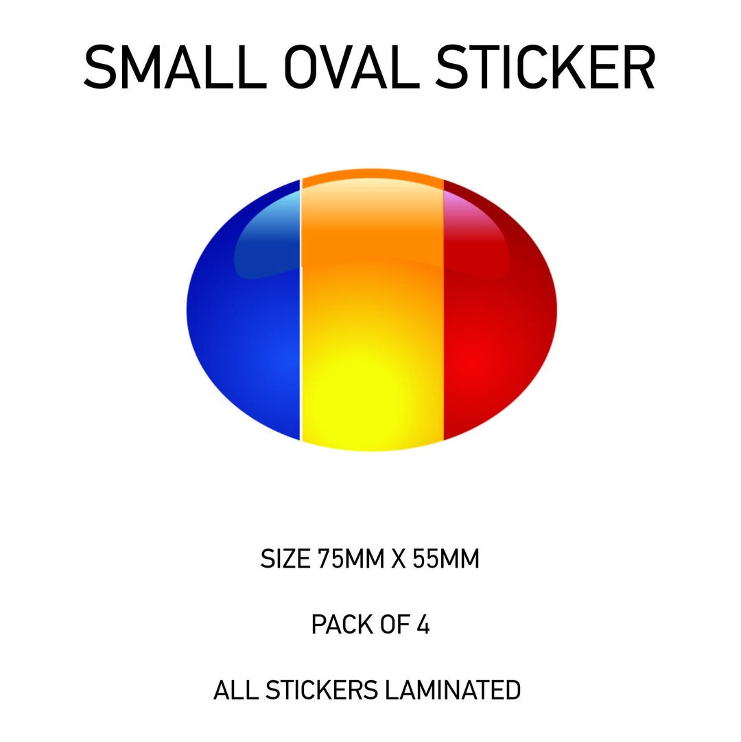 SOS23 4 X ROMANIA Oval Flag Car Van Vinyl Sticker Printed Stickers ...