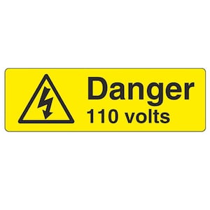 WARN086-109 Danger 110V Health And Safety Warning Sticker Latex Printed Various Designs To Choose From Acid Ammonia Arc Welding