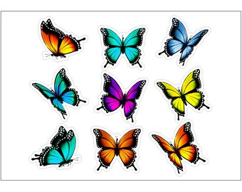 PS01-10 A4 Sticker Sheet Decals Wall Self Adhesive Vinyl  Various Designs Available Butterflies  Eyes Monkeys Sharks Sealife Dogs Bears