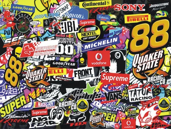 Sticker Olografico Fluo PISTONI Adesivo Decal Auto Moto Wall Camper 4x4