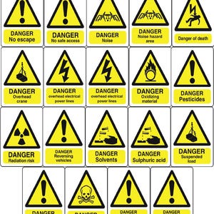 WARN201-227 Gefahr Warnschilder Gesundheit Und Sicherheit Warnaufkleber Latex Gedruckt Verschiedene Designs und Größen zur Auswahl