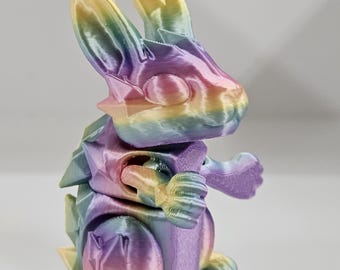 N3D12 Articulated Small Crystal Bunny figurine, Desk Decor, Child Room Decor, Handmade Childrens Toy, Fidget Stress Anxiety Relief Autism