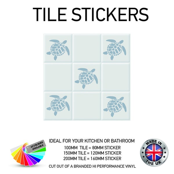 VTS21 Turtles Sea Vinyl Wall Tile Stickers Kitchen Home Decor 3 Sizes Available