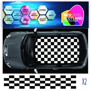 NEO00339 Mini chequered flag roof graphics decals stickers