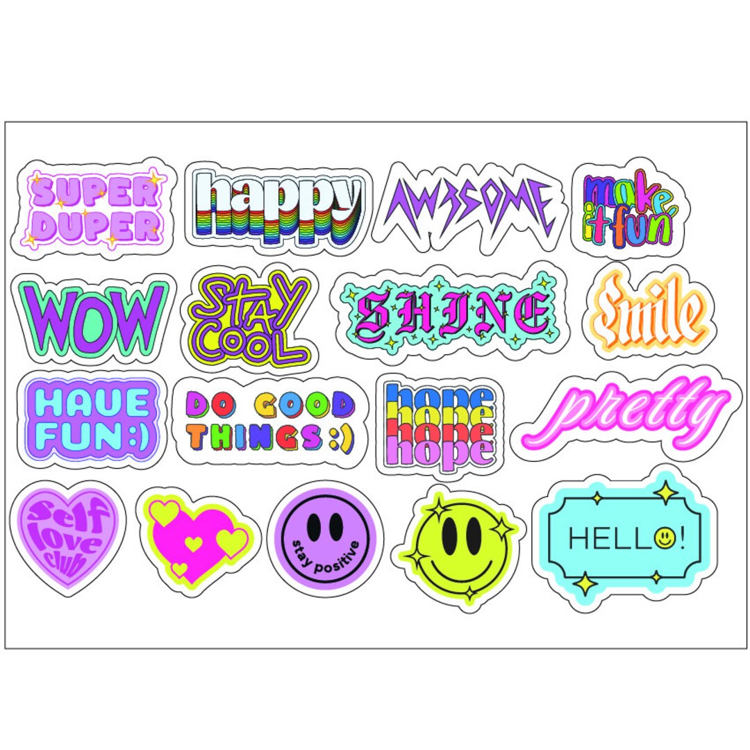 PS0071 Hope Happy Smile Sticker Sheet Decal Pretty Wall Self Etsy