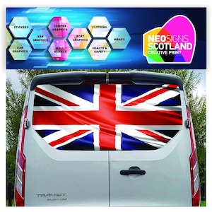 FORDT017  Union Jack UK Tailgate wrap for Ford Transit Custom Swb Lwb Rear Panel Graphic Sticker Wrap Air Release Vinyl