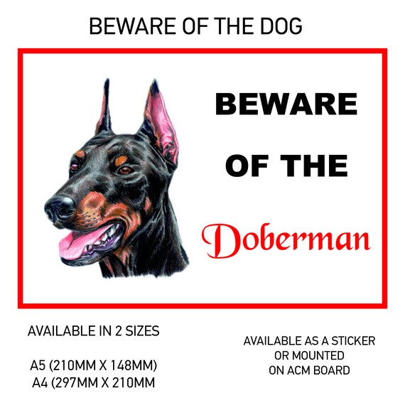 DS18 Funny Beware of the Doberman 1 Dog Vinyl Car Van Decal Sticker Animal Lover