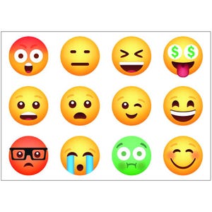 PS381-390 A4 Sticker Sheet Decals Wall Self Adhesive Vinyl  Various Designs Available Emoji Happy Sad Smiley Shocked Love Supercars Cheer