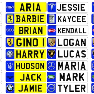 RIDE Kids Personalised Number Plates Front And Back Children Ride On Car Self Adhesive Vinyl Sticker