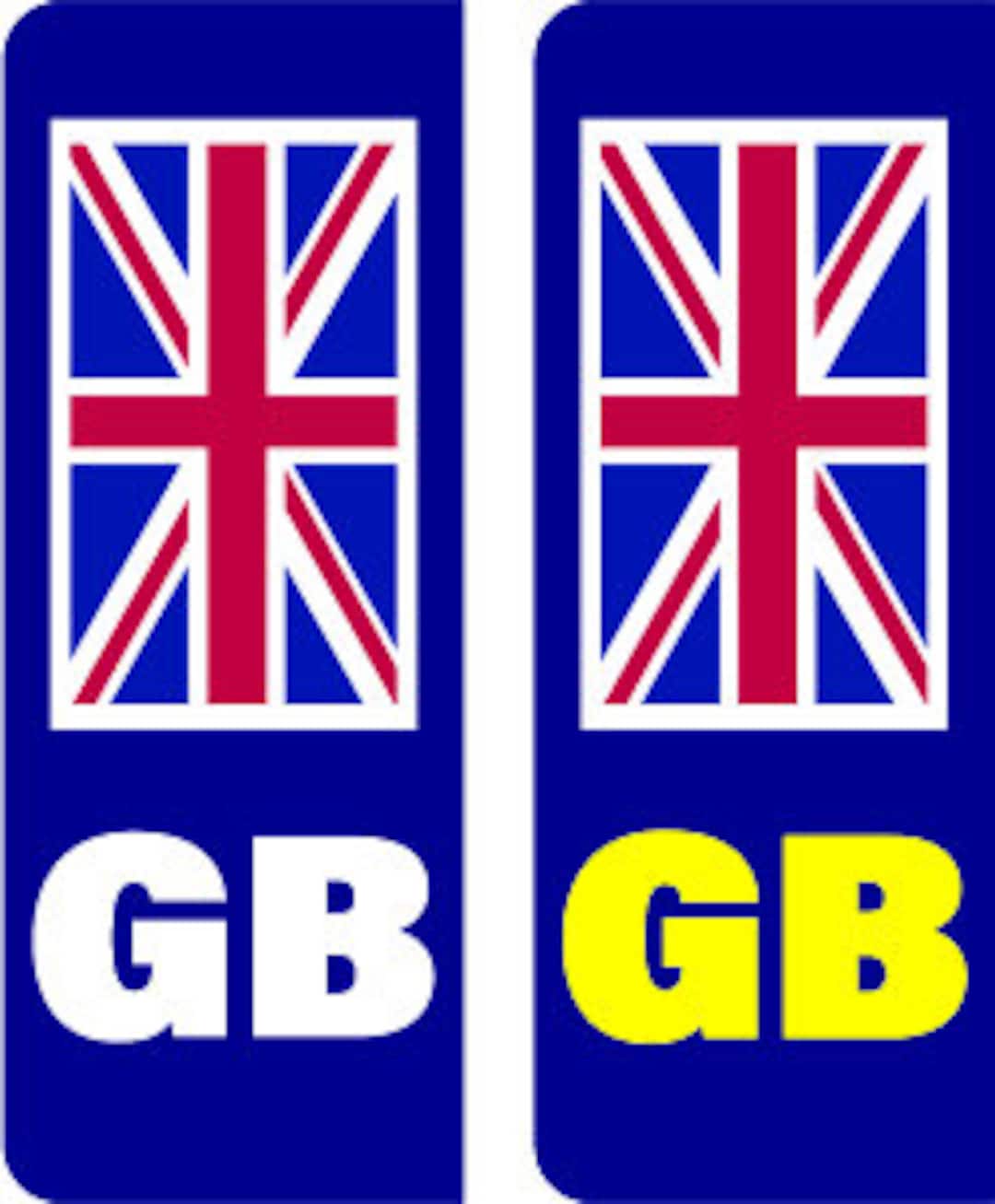 2 x Auto NUMMERNSCHILD AUFKLEBER GB Vereinigtes Königreich Union Jack Flag  - .de