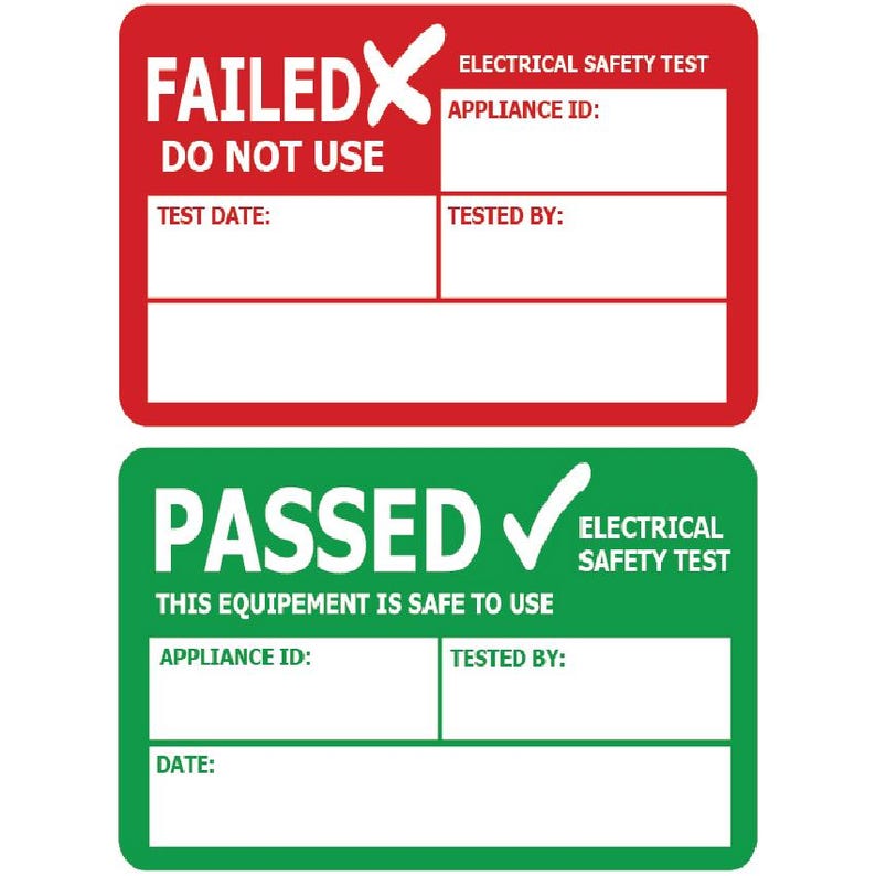Pass or Failed Labels Portable Appliance Safety Stickers Vinyl Pat ...