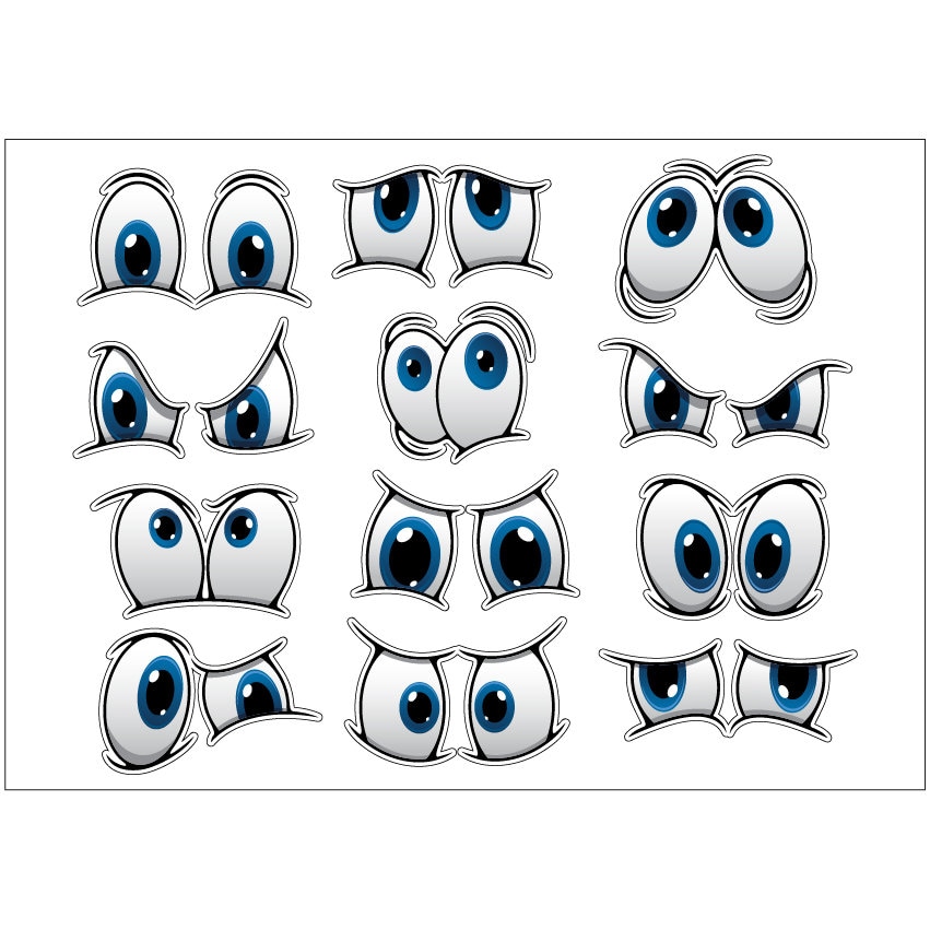 PS0002 Eyes Funny Stickers Sheet Decals Eyes Wall Self Adhesive Vinyl ...