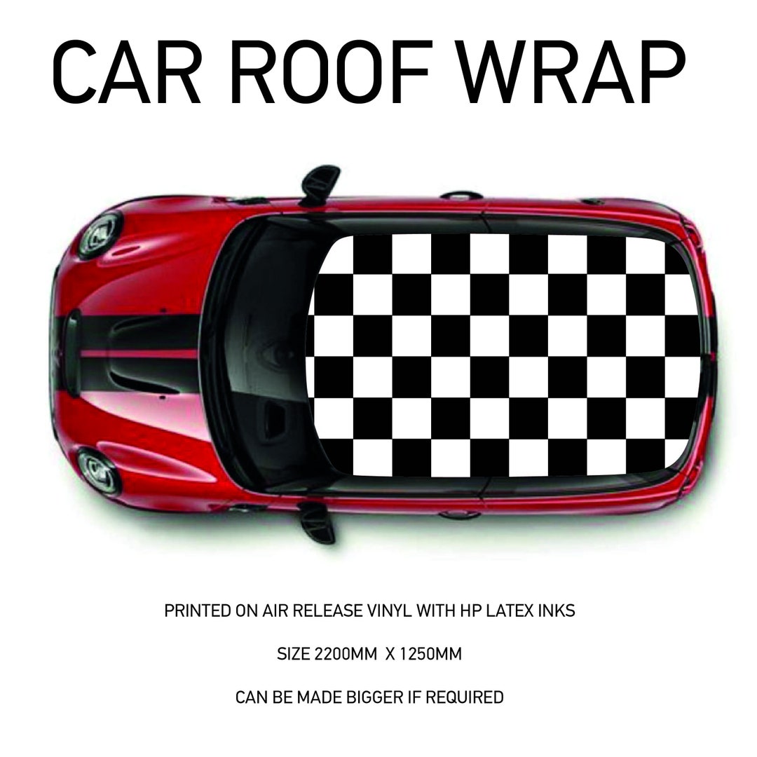 CRW052 Printed CHEQUERED Roof Wrap for Mini or Any Car Air Release