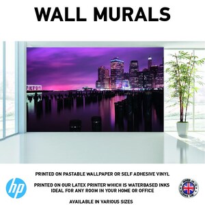 WM0001 Manhattan NY Wandbilder Einkleisterbare und selbstklebende Tapete Original Hp Drucker & Tinten Dekor Verschiedene Größen erhältlich