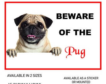 Beware Of Attack Pug Rustic Sign SignMission Classic Rust Wall Plaque Decoration 