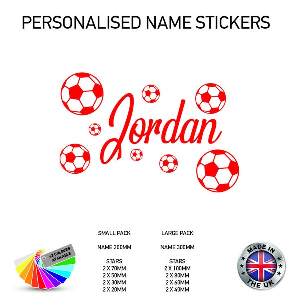 NS07 Personalised Name Football Wall Stickers Boys Girls Kids Bedroom Vinyl