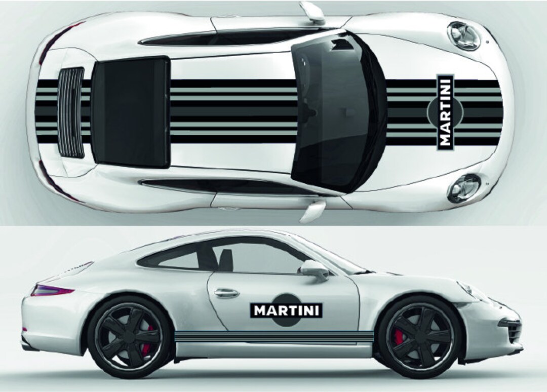 Martini Racing Style Mono Chrome Stripes Kit for Porsche Le Mans ...