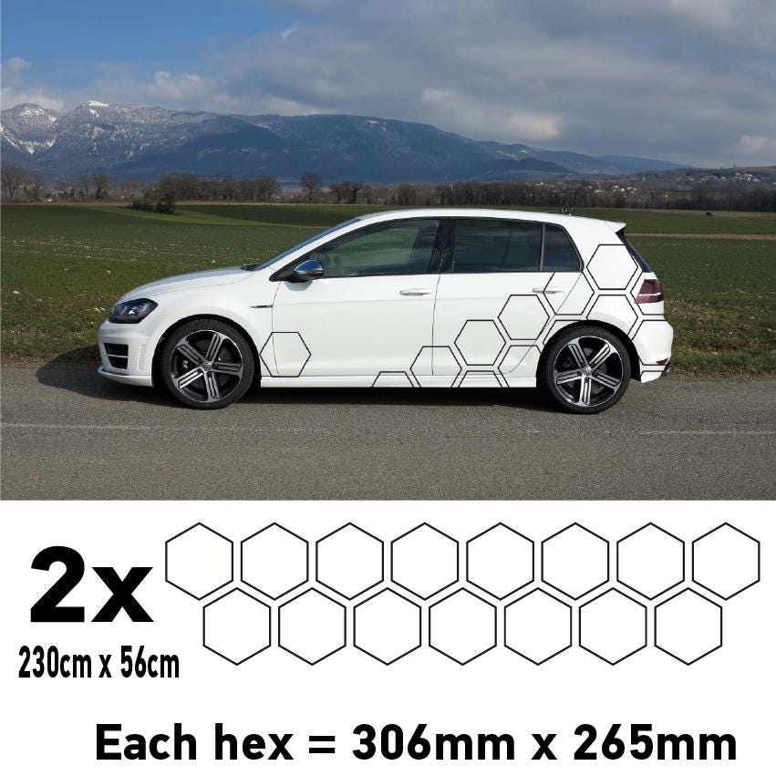 Kit Autocollants Camouflage Hexagone Pour Contour De Voiture - Grand Modèle Latéral, Personnalisable Couleur, Neuf Sous Emballage
