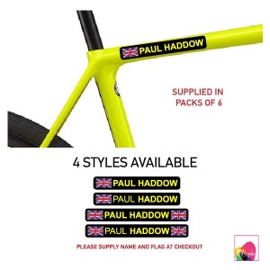 FIETS 6 x Gepersonaliseerde Fiets Frame Naam Stickers Fiets Frame Helm Stickers B / Y