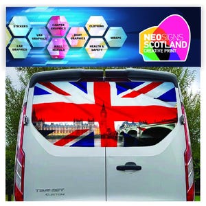 FORDT020 Union Jack UK Tailgate wrap for Ford Transit Custom Swb Lwb Rear Panel Graphic Sticker Wrap Air Release Vinyl