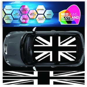 NEO00941A Black Union Jack flag roof for mini graphics decals stickers