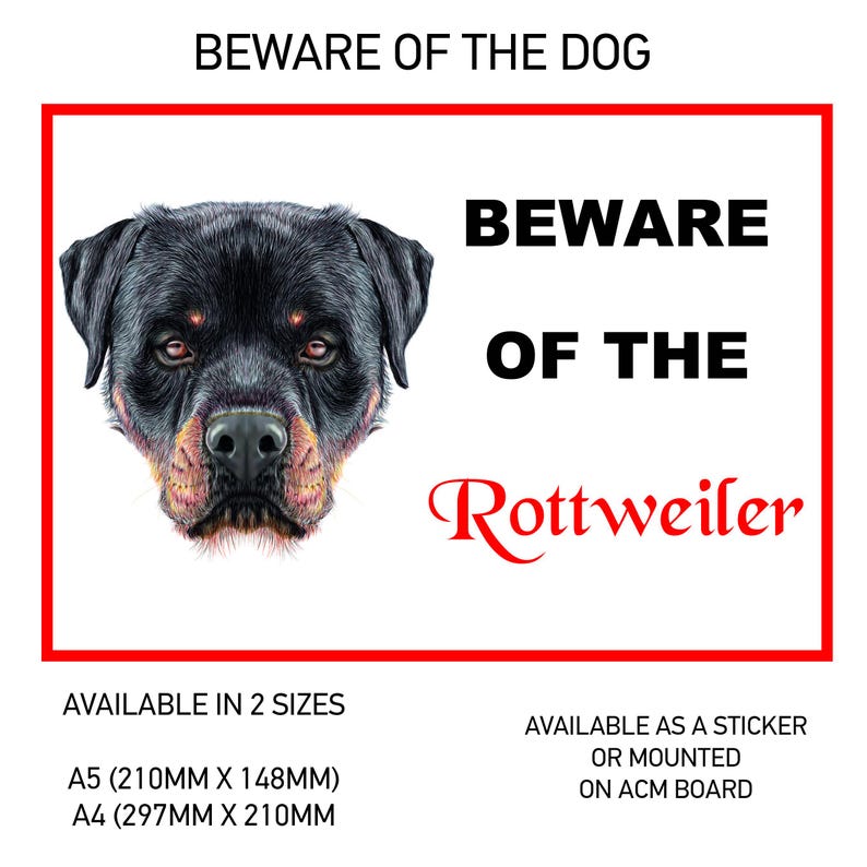 DS51-60 Funny Beware of Dog Sticker or Rigid Board Two Sizes Vinyl Car ...
