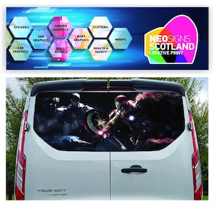 FORDT009 Tailgate wrap for Ford Transit Custom Swb Lwb Rear Panel Graphic Sticker Wrap Air Release Vinyl