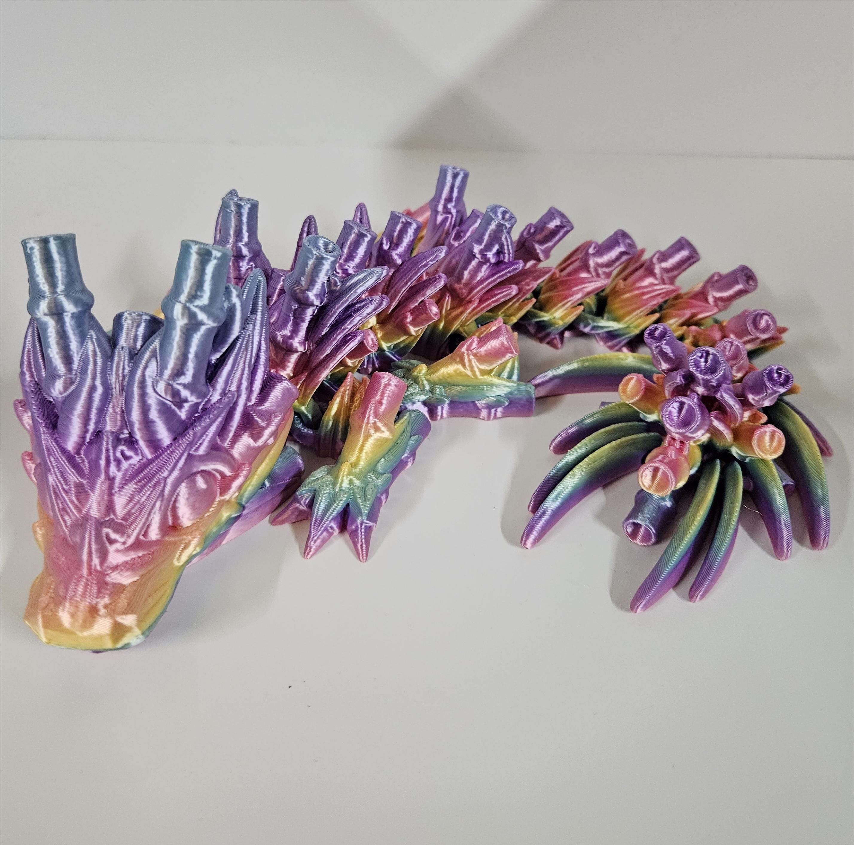 N3D07 Articulated Medium Bamboo Dragon figurine, Desk Decor, Child Room Decor, Handmade Childrens Toy, Fidget Stress Anxiety Relief Autism
