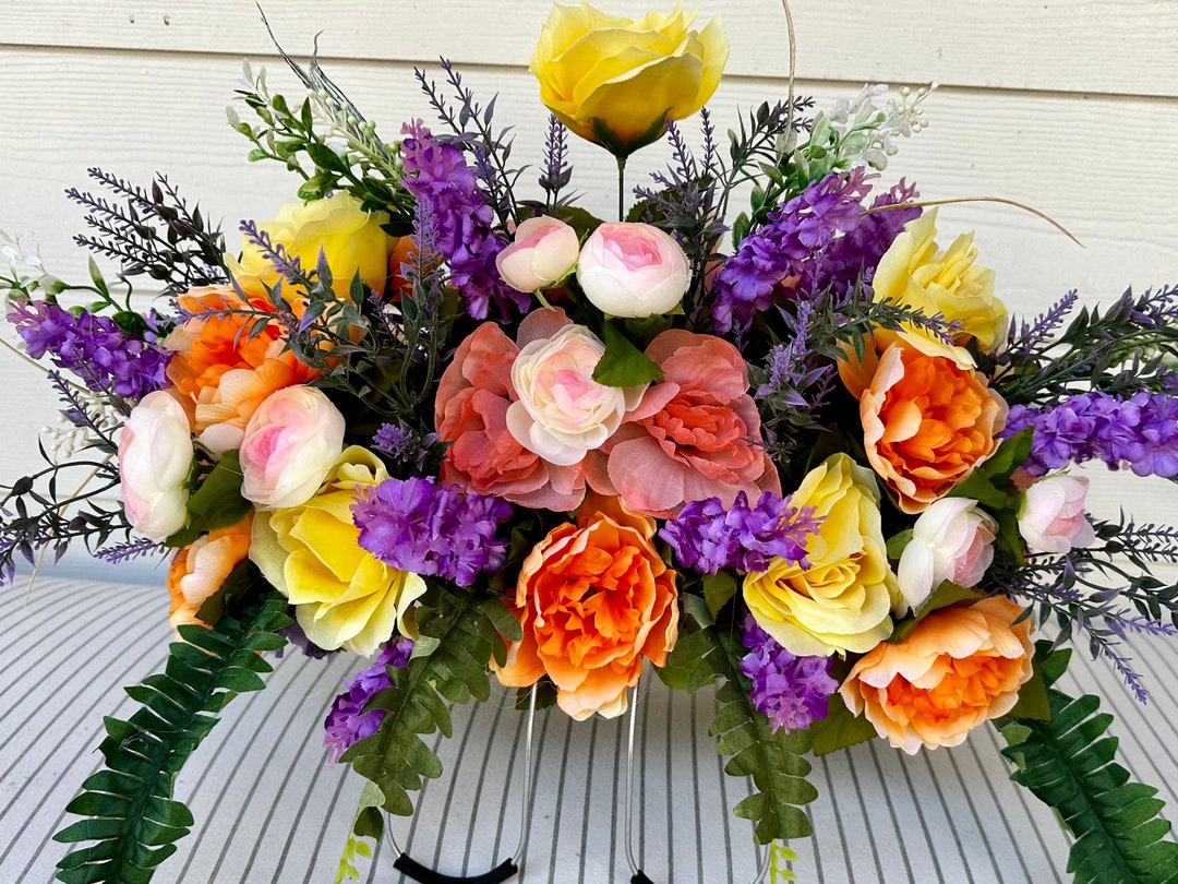 Headstone Topper for Cemetery Flowers for Fall Cemetery Decor for Headstone Flowers for Summer