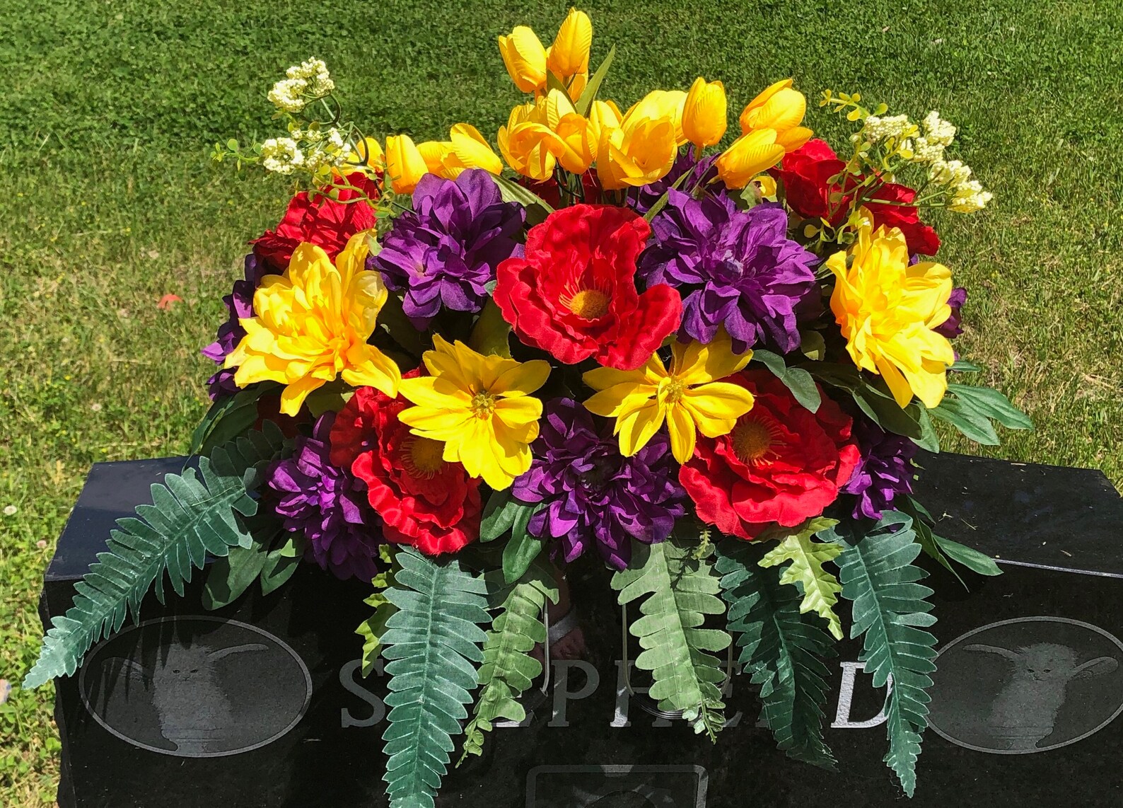 Cemetery Saddle Headstone Flowers Memorial Flowers Etsy