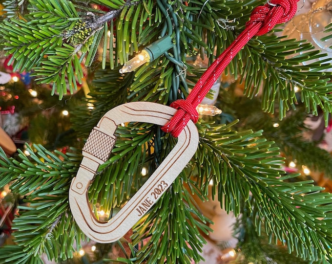 Personalized Rock Climbing Carabiner Christmas Ornament