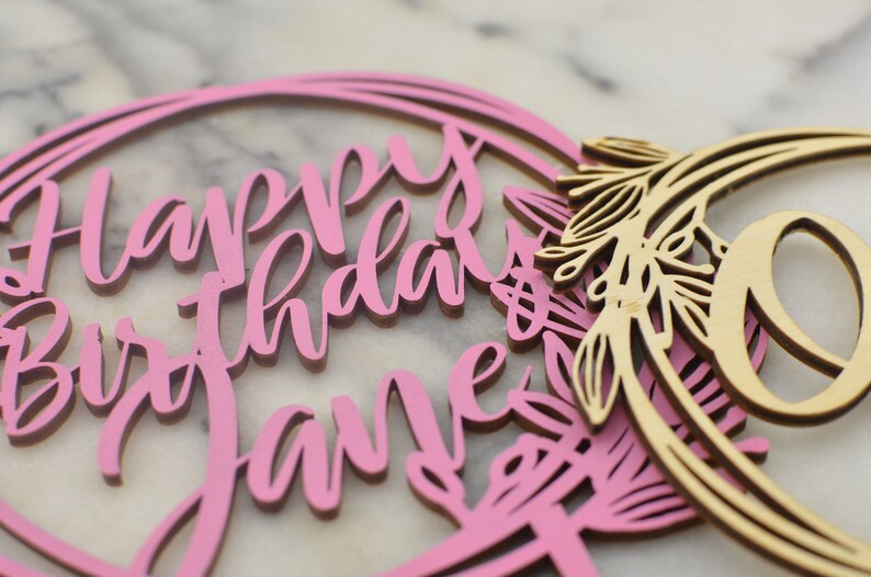 Custom Wood Wreath Cake Topper Personalized Birthday Cake Etsy