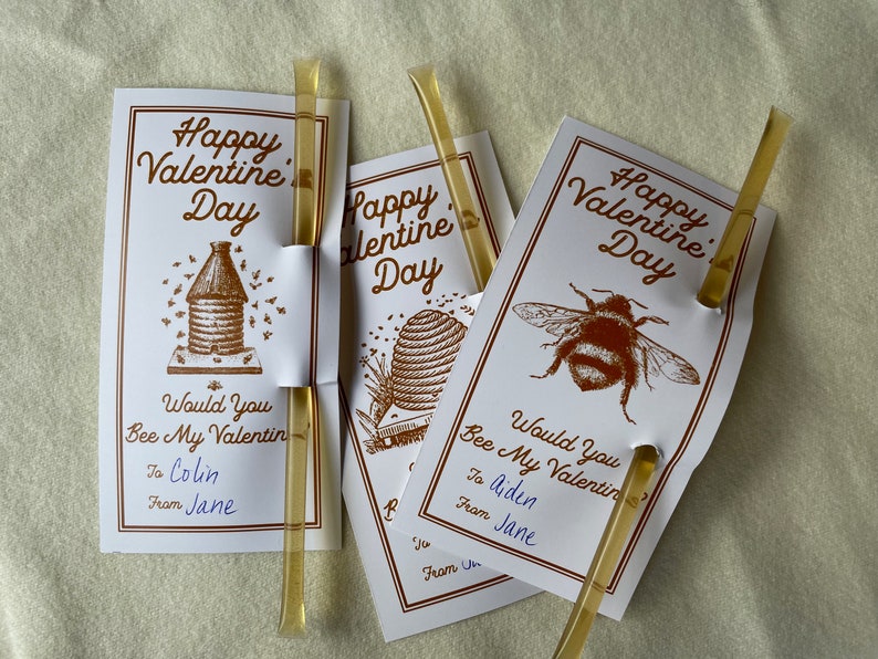 Printable Bee Valentine's Day Cards – Vintage Style (PDF) - Etsy
