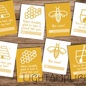 Druckbare Honigbiene Valentinstagskarten - Moderne Valentinskarten - Honey Stick Bee Mine - Honey Valentines - Bienenkorb Honeycomb Bee