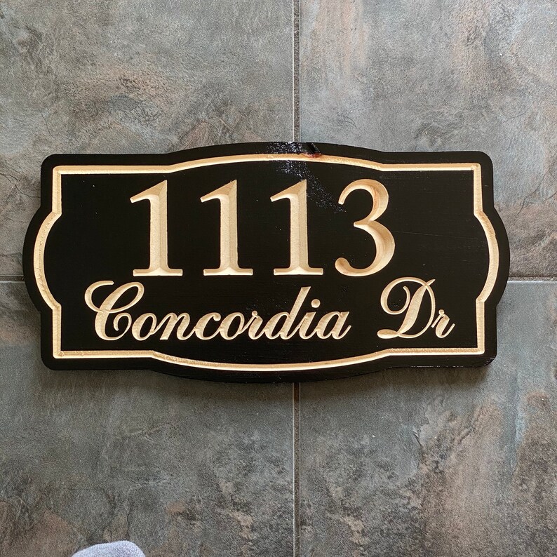 Street Address Sign Carved Wood Address Sign Painted Wood Etsy