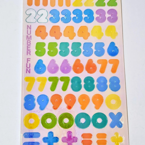 Vintage Sandylion Pearly Opal Numbers Maxi Sticker Sheet ×1 Selten!